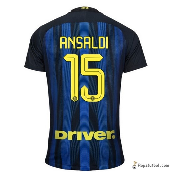 Camiseta Inter de Milán Replica Primera Ropa Ansaldi 2016/17 Marino Azul